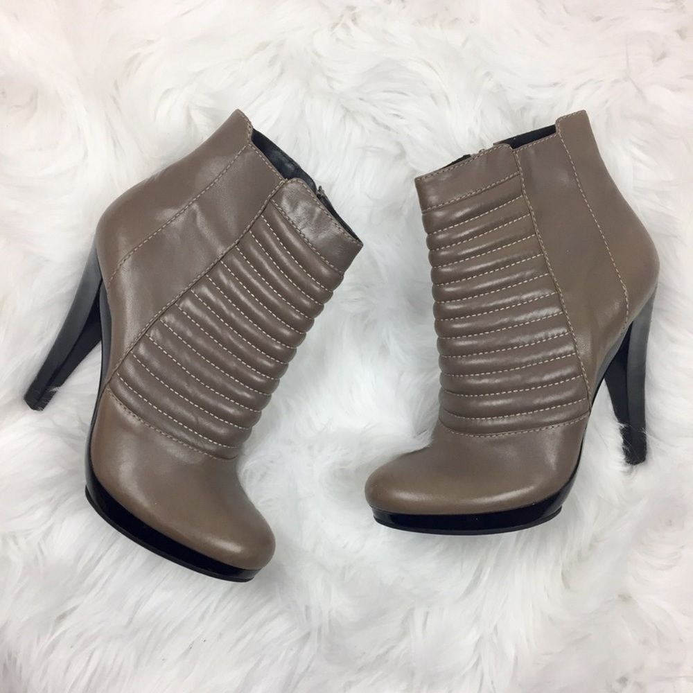 7 for All Mankind Brown Quilted Leather Heel Ankle Boots Size 6.5